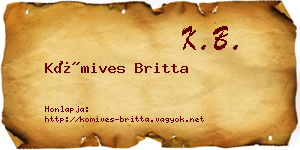 Kőmives Britta névjegykártya